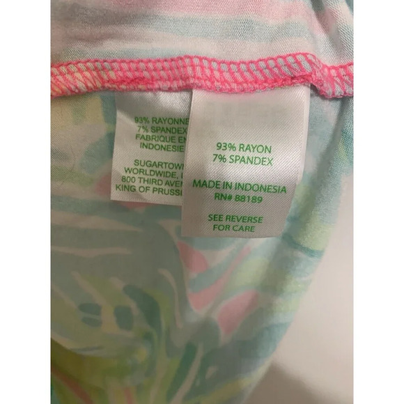 Lilly Pulitzer UPF 50 Tropical Storm Pink Green Palm Print Sophie Dress XXS - Picture 8 of 10